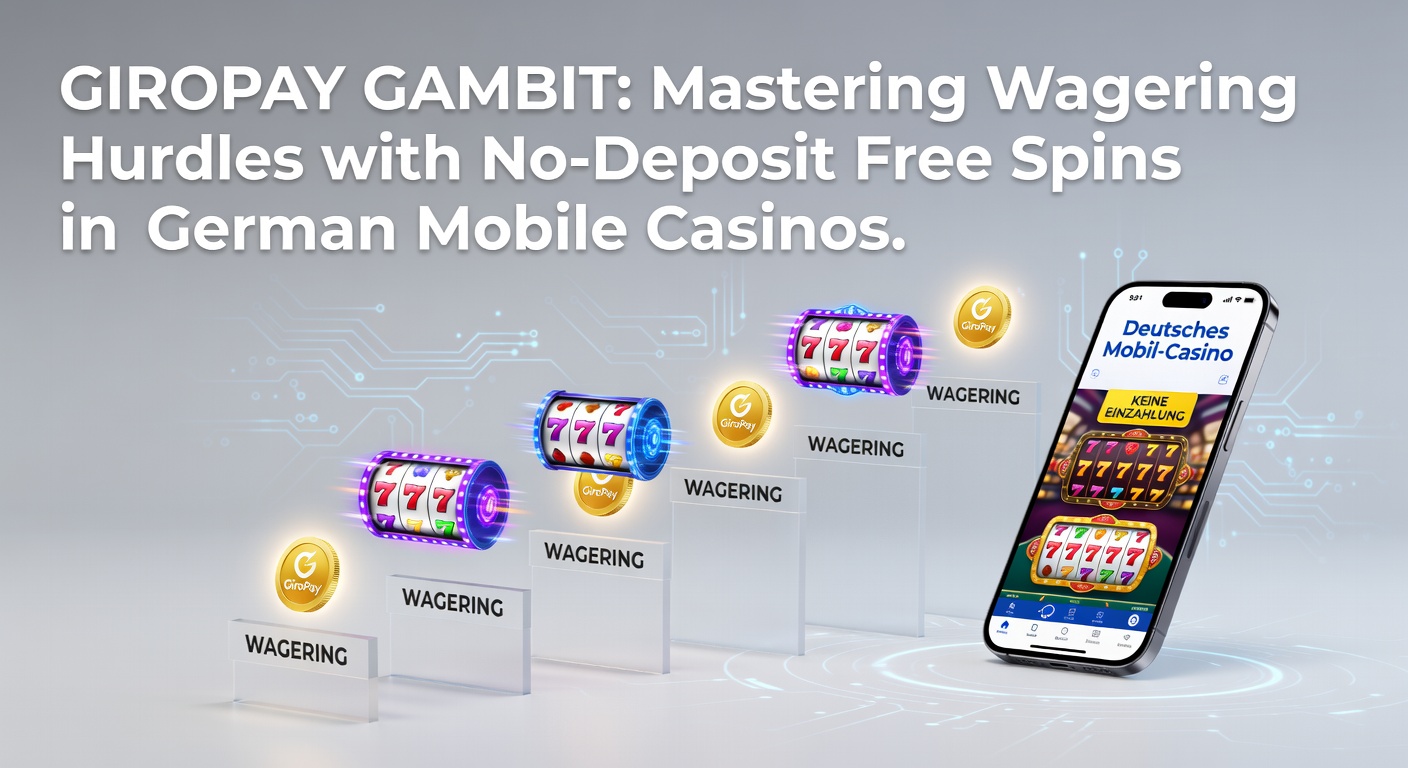 Smartphone mit Giropay-App und Casino-Symbolen auf dem Bildschirm, das No-Deposit Free Spins darstellt
