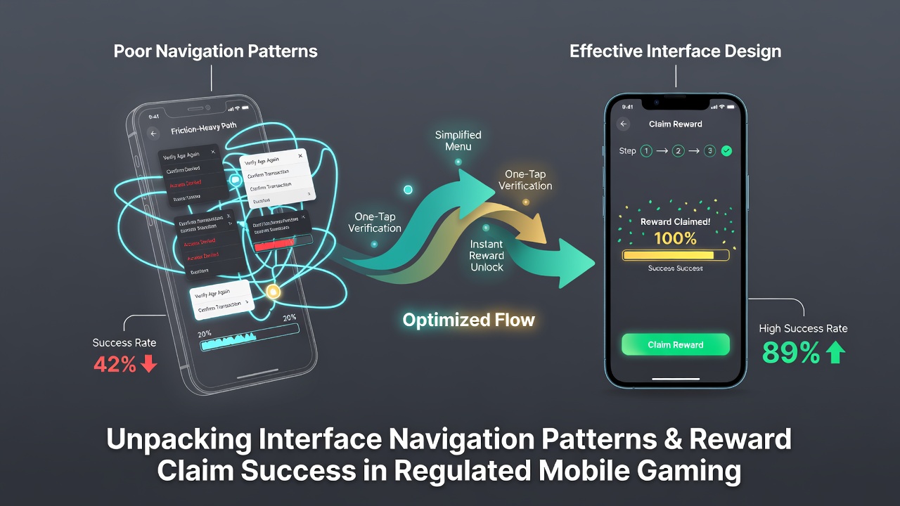 Illustration einer mobilen Casino-App-Oberfläche mit Navigationsleiste und Belohnungs-Buttons in einem regulierten deutschen Umfeld